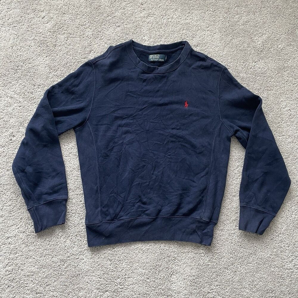 Vintage 90s Polo Ralph Lauren Sweatshirt Men Small Navy Crewneck Preppy Grunge